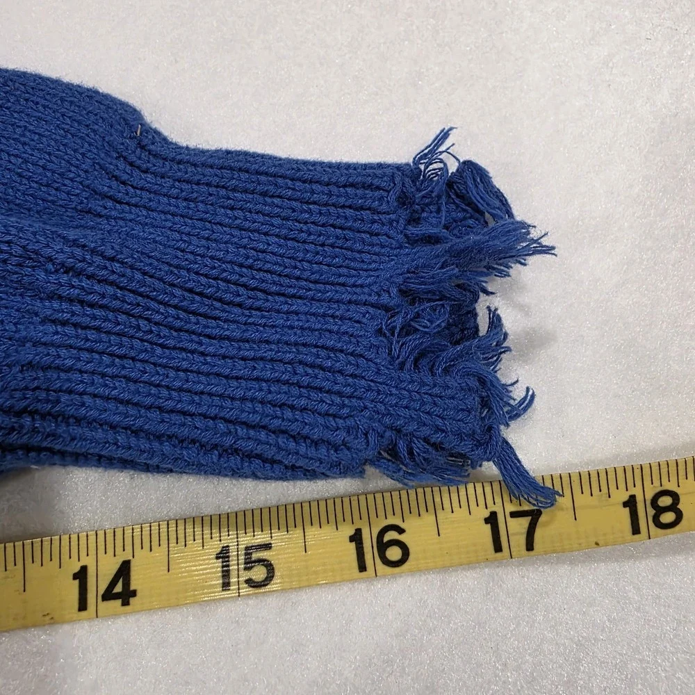 Peach Love California Royal Blue VNeck Sweater M Knit‎ Fringe Grunge Distressed